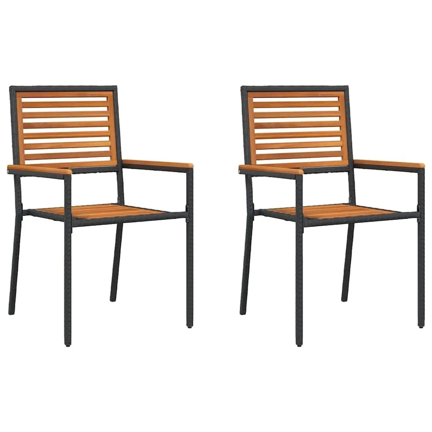 vidaXL Garten Stapelstühle 2 Stk Braun und Schwarz 42006822