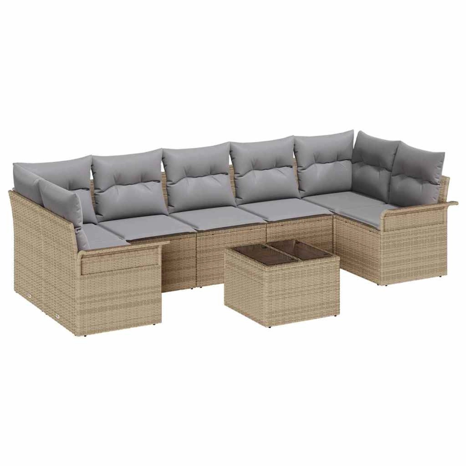 vidaXL 8-Teiliges Garten Sofa Set mit Kissen Beige Poly Rattan 3345280 günstig online kaufen