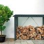 Floraworld Kaminholzregal L, anthrazit, mit Holz gefüllt. Ideal zur Lagerung von Brennholz.