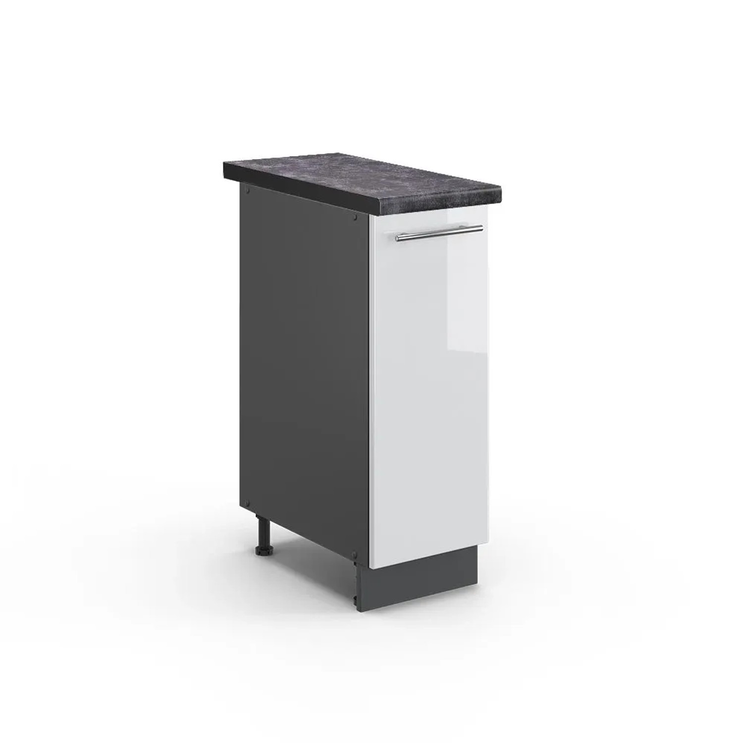 Vicco Apothekerschrank Fame-Line Weiß Hochglanz Anthrazit 30 cm AP Anthrazit