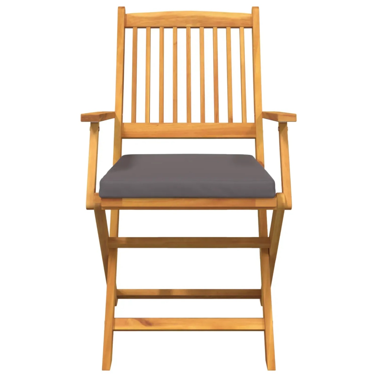 8er Set Garten-Klappstühle aus Akazienholz mit grauen Kissen von vidaXL.
