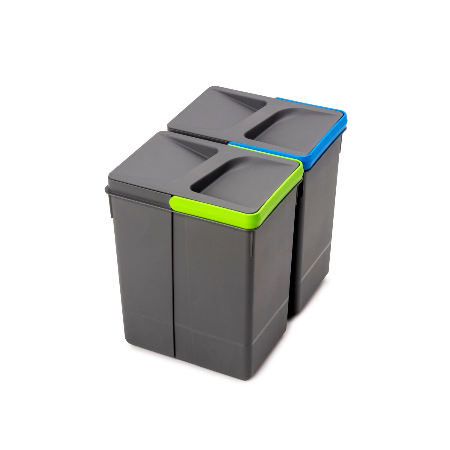 Emuca Lot Recycle Behälter für Küchenschublade Höhe 266 mm 2x15l Kunststoff Anthrazitgrau