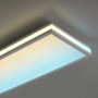 Weißes, dimmbares LED-Panel Mario mit Sternenhimmel-Effekt, 100x25 cm, für Deckenmontage.