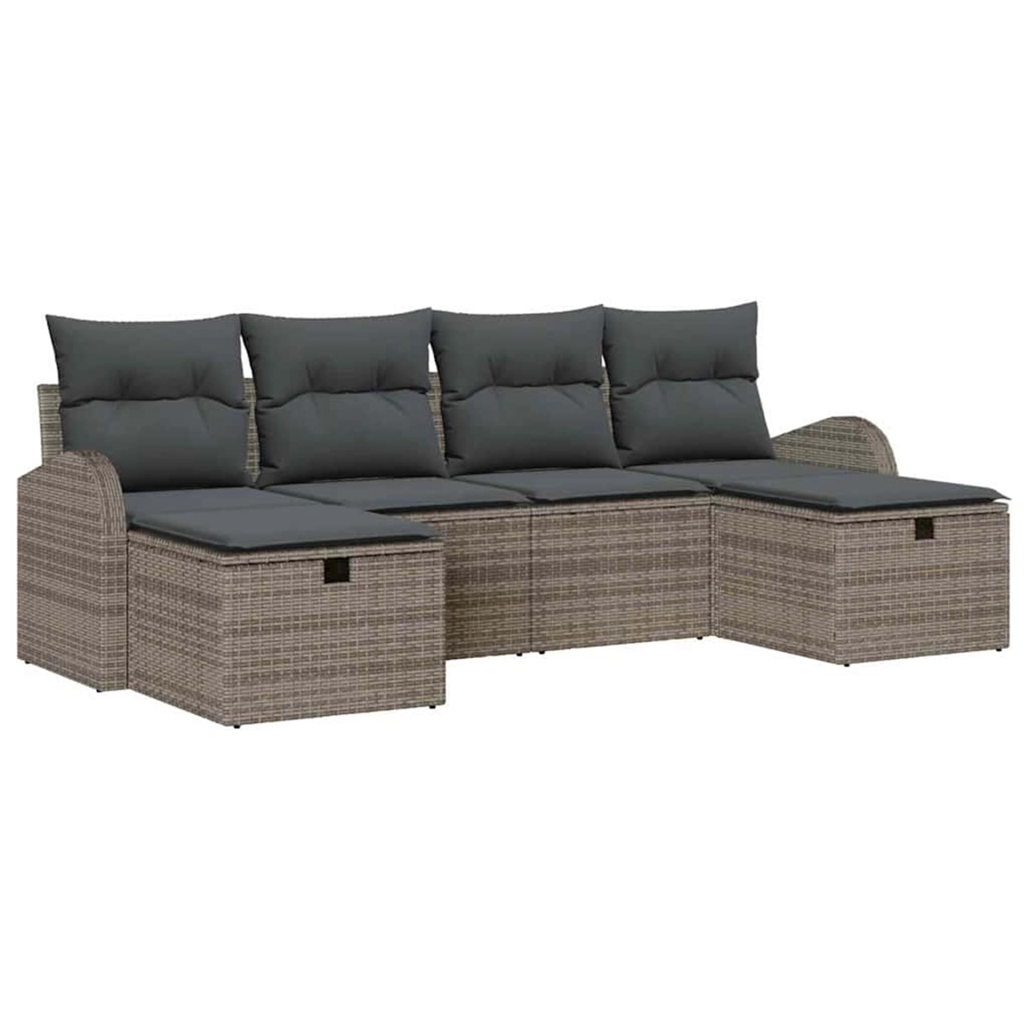 vidaXL Garten-Sofa-Set mit Kissen mit Speicher 6-Tlg Grau Poly Rattan 33604 günstig online kaufen