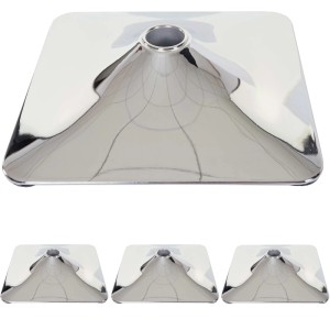 4er-Set quadratische Fußteller aus verchromtem Metall für Möbelbeine, Ø 37,5cm.