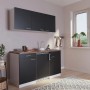 Respekta Küchenzeile KB150WS, 150 cm, Schwarz-Weiß, mit Spüle, Kochfeld und Kühlschrank.