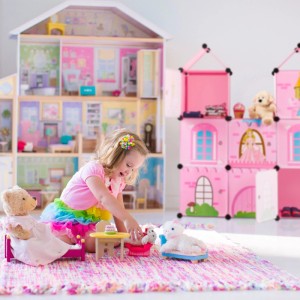 Relaxdays Steckregal Kinderzimmer Kunststoff Metall Rosa Mit 8 Fächern 128 cm x 110 cm x 37 cm