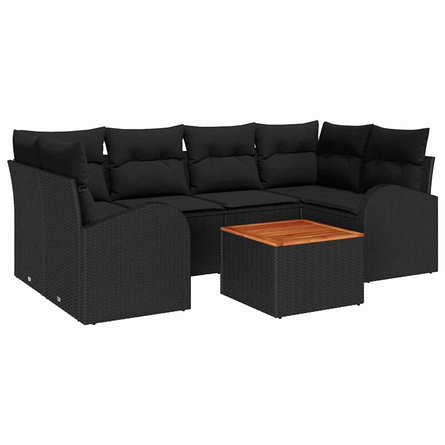 vidaXL 7-Teiliges Garten Sofa Set mit Kissen Schwarz Poly Rattan Akazie 334 günstig online kaufen
