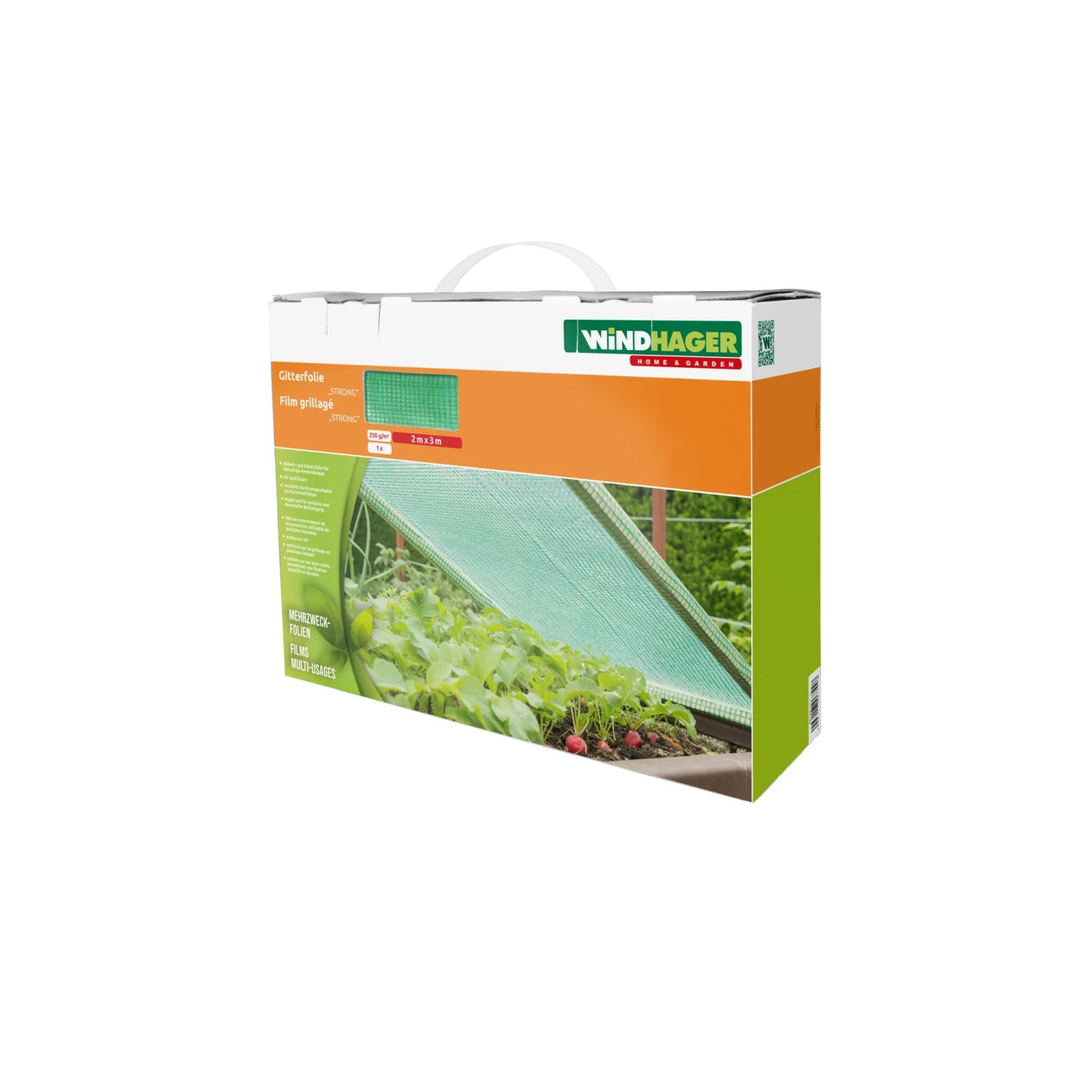 Windhager Gitterfolie Strong, 2x3m, Grün, 250 g/m², Abdeckfolie für Garten und Terrasse.