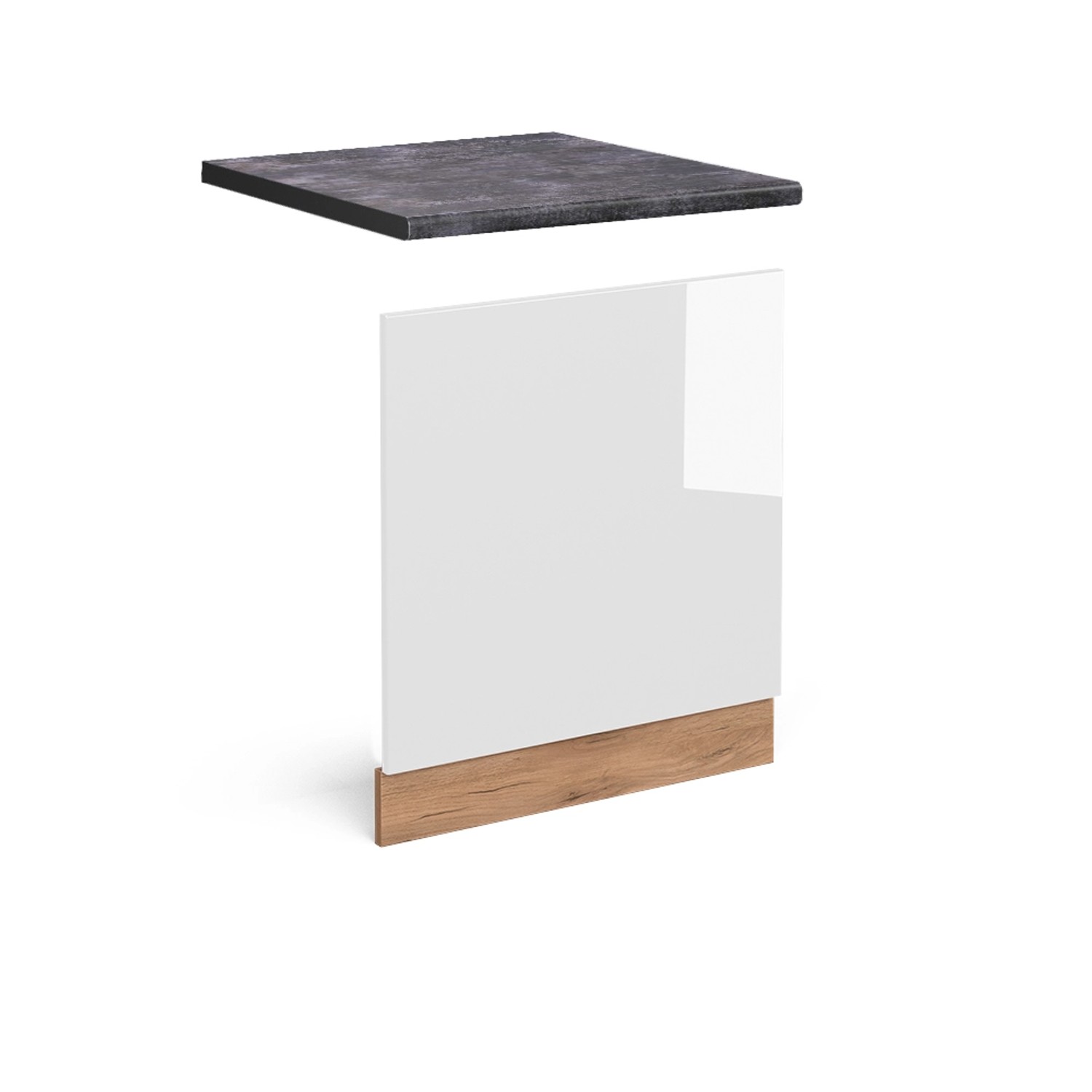 Vicco Frontblende R-Line Weiß Hochglanz/Goldkraft Eiche 60 cm AP Anthrazit