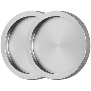 Schienen-Set Baseline: Zwei runde Griffmuscheln in Silber-Optik für Glasschiebetüren.