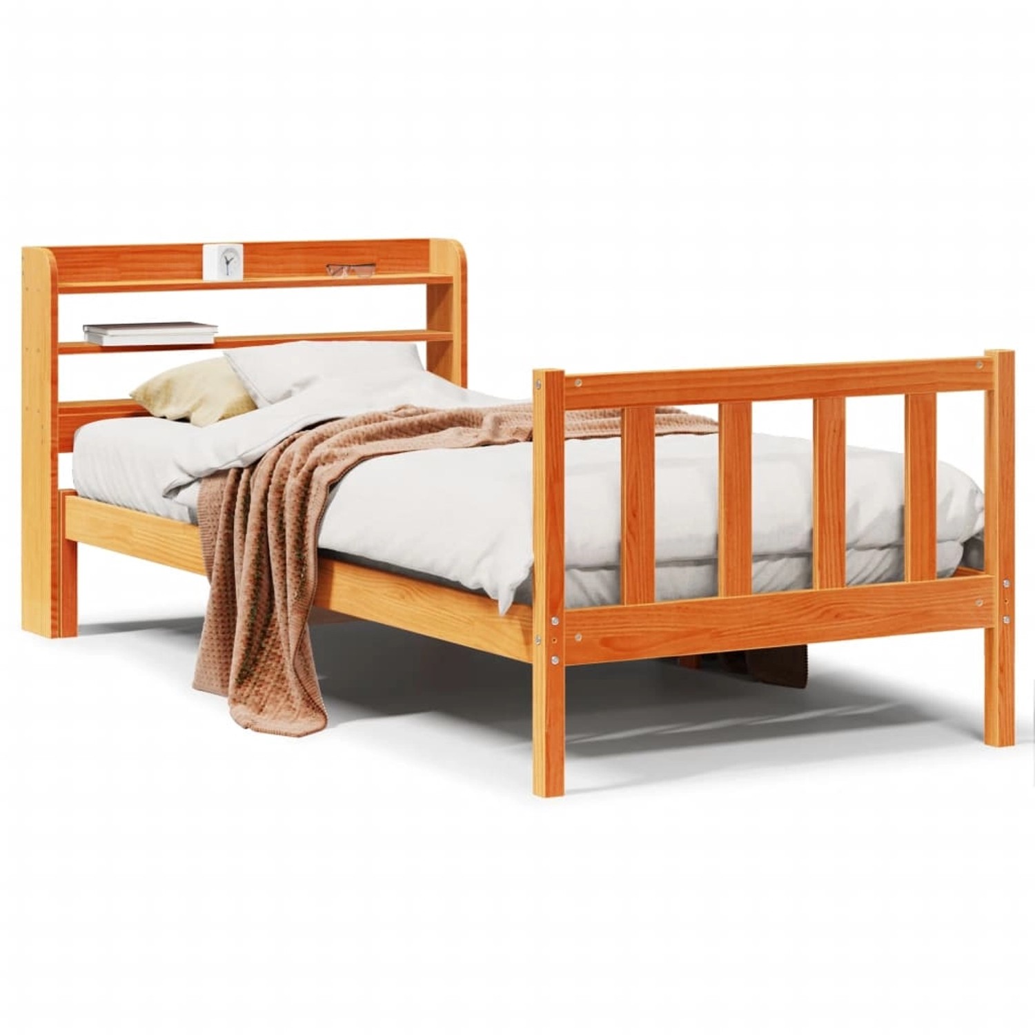 vidaXL Bettgestell mit Kopfteil ohne Matratze Wachsbraun 100x200 cm 3306596 günstig online kaufen