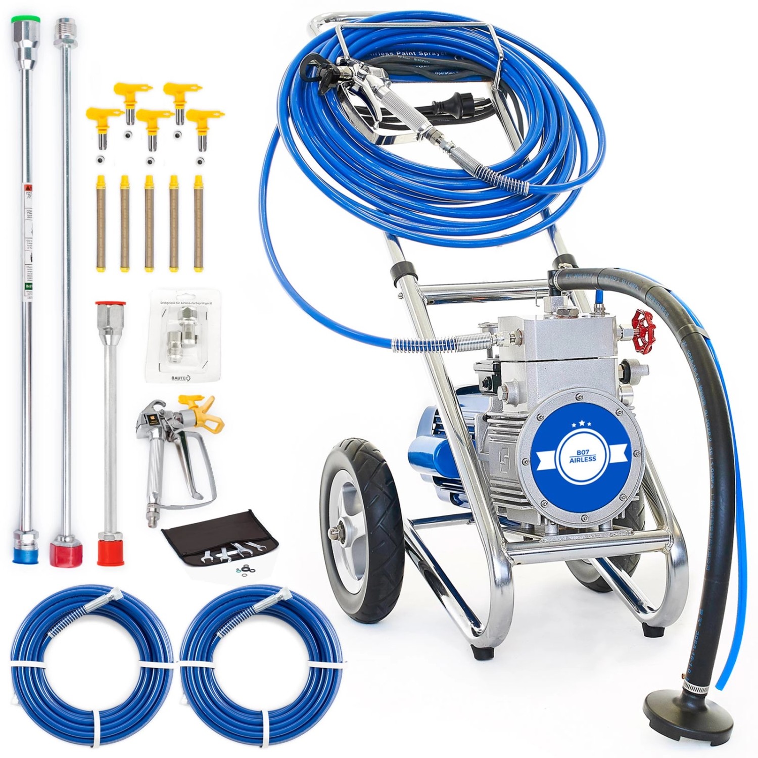 BAUTEC Airless Farbsprühgerät mit Membranpumpe bis 4 l/min 1.500 W 2HP Farb günstig online kaufen