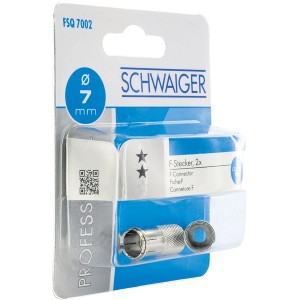 Schwaiger F-Quick-Stecker, 7 mm, 2 Stück, für Koaxialkabel-Installation.
