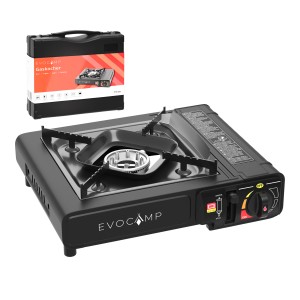 Evocamp Camping Gaskocher, 1-flammig mit Transportkoffer. Ideal für Camping & Outdoor.