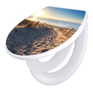 Banjado Familien WC-Sitz mit Nordseestrand Motiv. Klodeckel mit integriertem Kindersitz und Absenkautomatik.