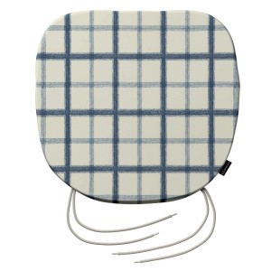 Dekoria Stuhlkissen Marcus blau-creme kariert mit Bindebändern, 40x37x2,5 cm.