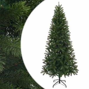 Grüner, künstlicher Weihnachtsbaum (180 cm) von vidaXL aus PVC, PE und Stahl mit schwarzem Metallfuß.