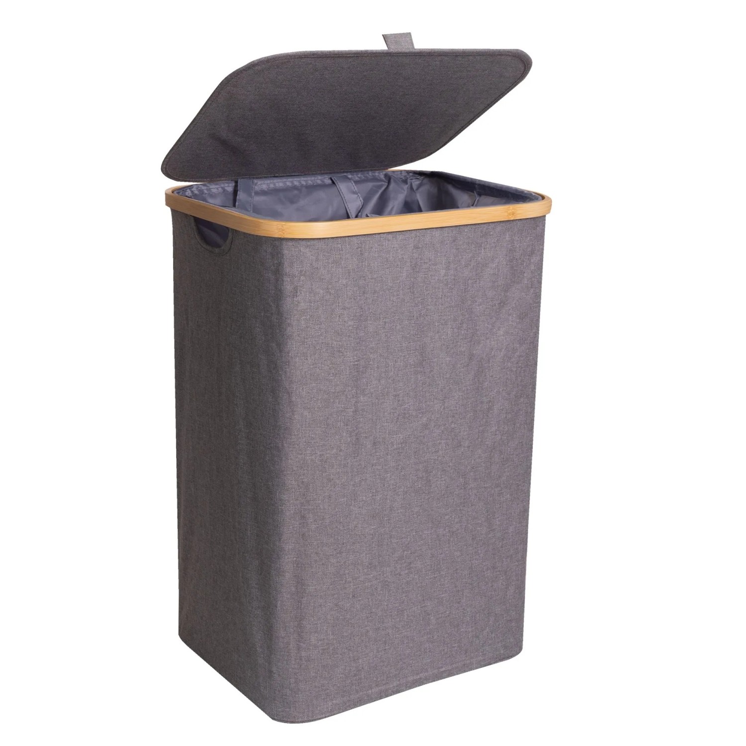 osoltus Wäschesortierer Nelson 1 Fach Wäschekorb Bambus Grau 60 Cm