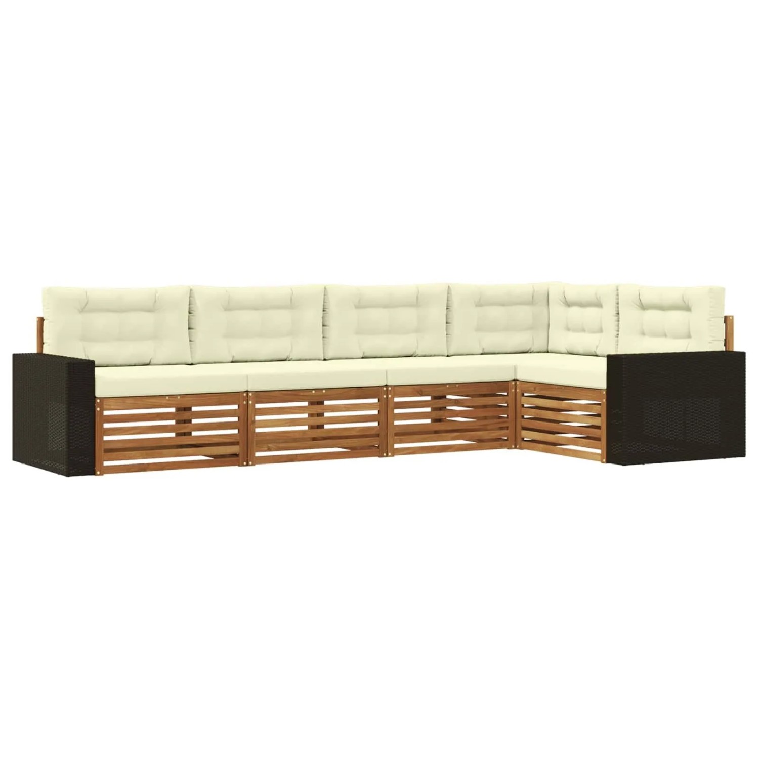vidaXL Outdoor-Sofagarnitur 5 Stk Natur und Creme 331 x 172,5 x 73 cm 3383363
