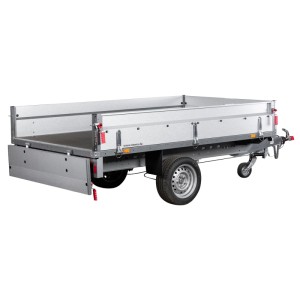 Stema Autoanhänger Basic SH 1500-25-15.1 gebremst, mit klappbaren Bordwänden und Stahlfahrgestell.