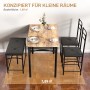 HOMCOM Essgruppe mit Tisch, Bank und 2 Stühlen, braun, Metallgestell. Platzsparend für kleine Räume.