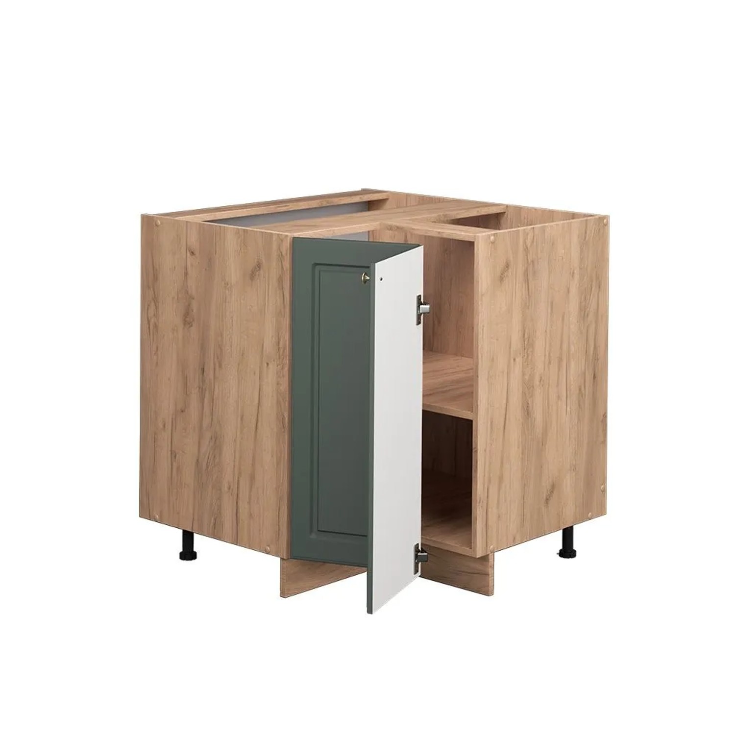 Vicco Eckunterschrank Fame-Line Grün-Gold Landhaus Goldkraft Eiche 81 cm AP Eiche