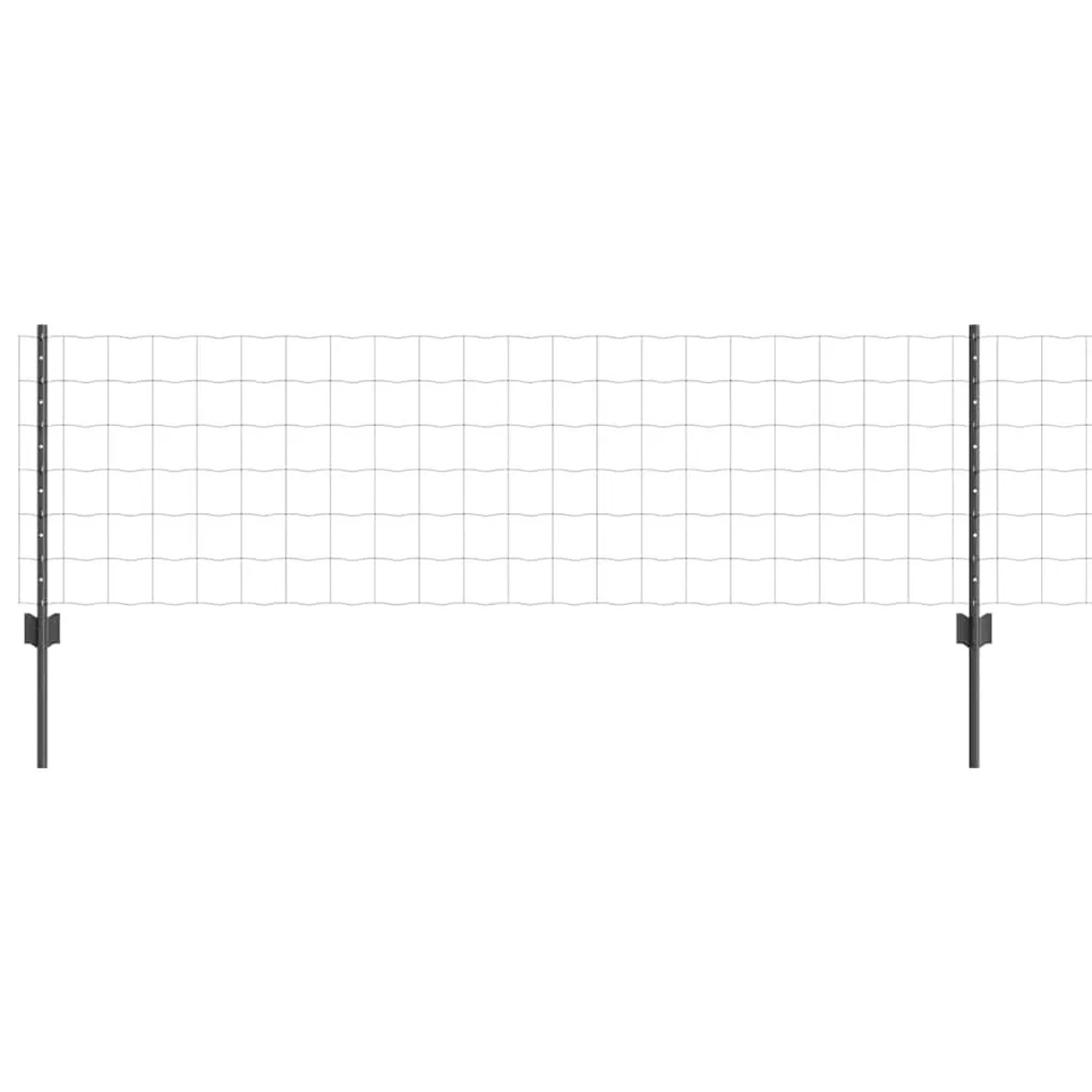 vidaXL Zaun mit Pfosten Grau 0,6 x 50 m Stahl und PVC 3336128