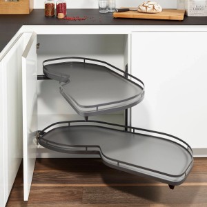 Kesseböhmer LeMans II Anthrazit Rechts 500 mm Eckschrankbeschlag mit ARENA Style Tablaren