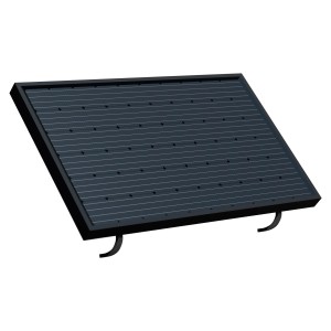 Green Solar Solarkraftwerk 300W mit Wechselrichter, Aufständerung sichtbar. Solaranlage für Balkon oder Terrasse.