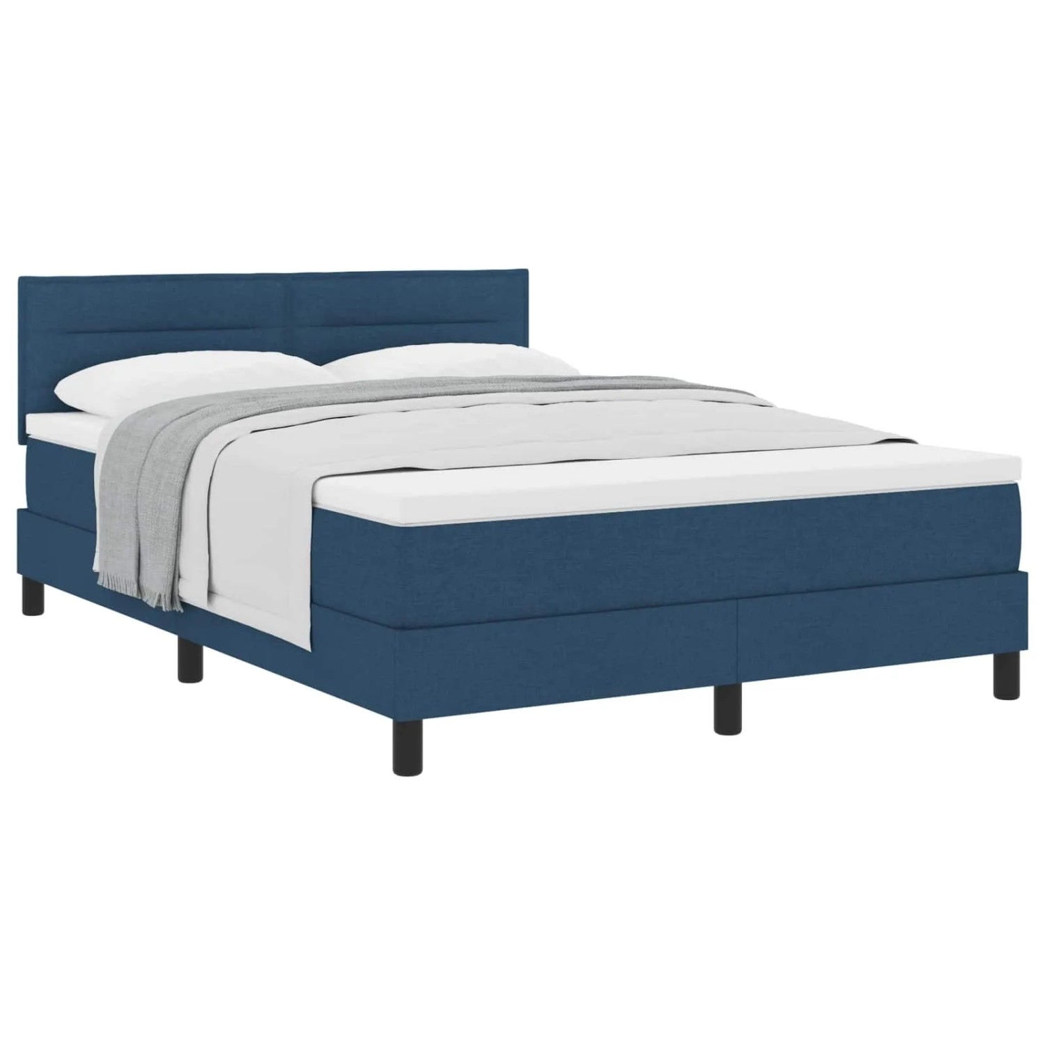 vidaXL Boxspringbett mit Matratze mit Kopfteil Blau 140 x 200 cm Stoff 3338621
