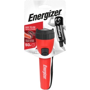 Energizer LED Taschenlampe, rot mit Handschlaufe. Kompakte Bauform.