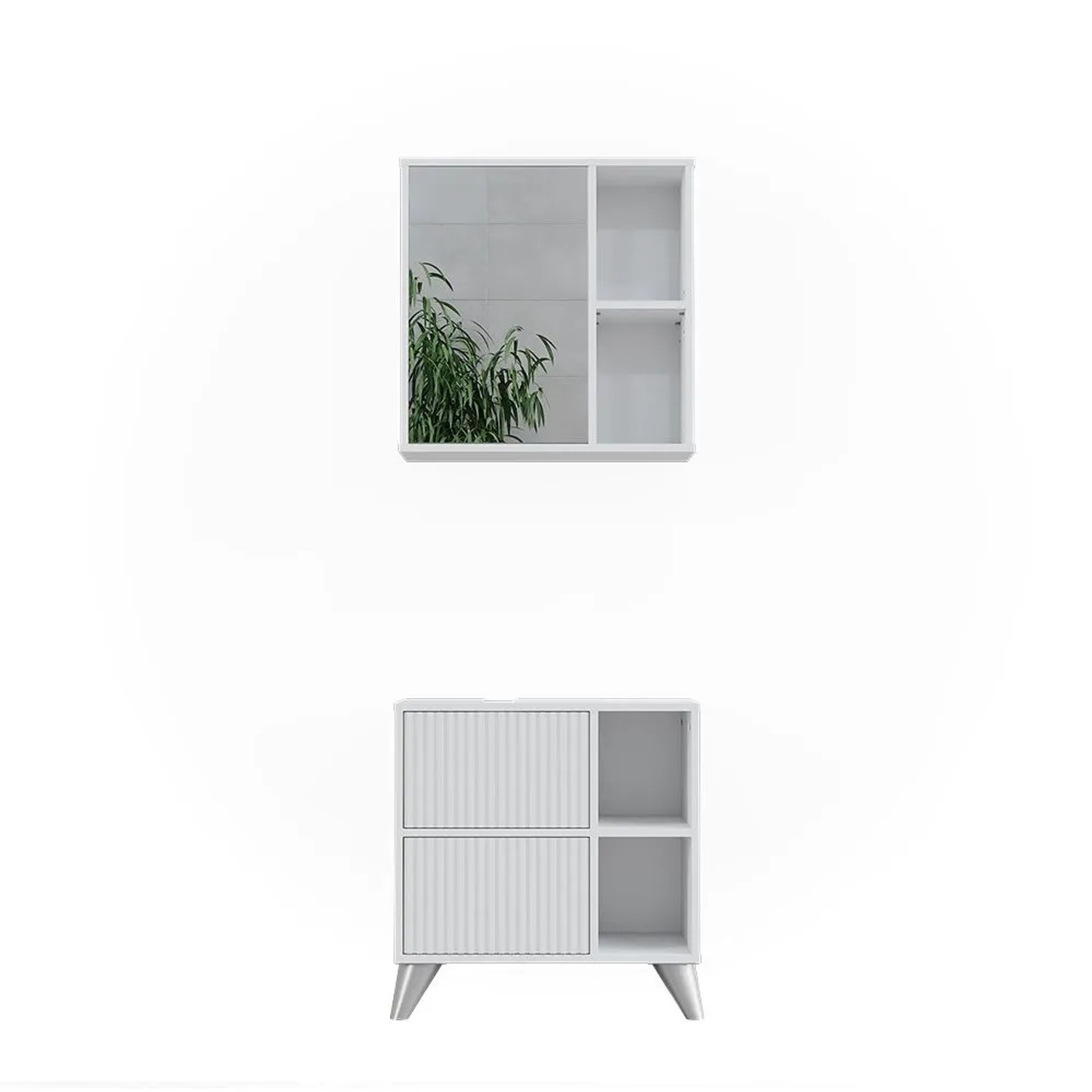 Vicco Badmöbel-Set Leano Weiß 60 x 62 2-teilig