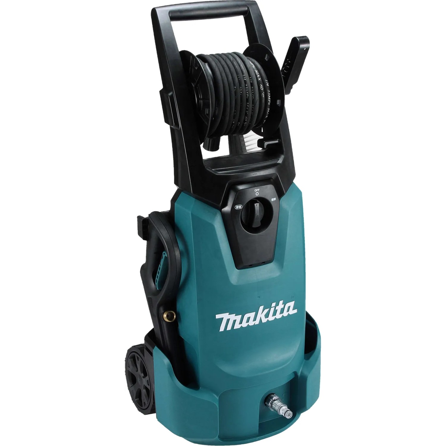 Makita Hochdruckreiniger HW1300 mit Schlauchtrommel, 130 bar, 1800 W, für Haus und Garten.