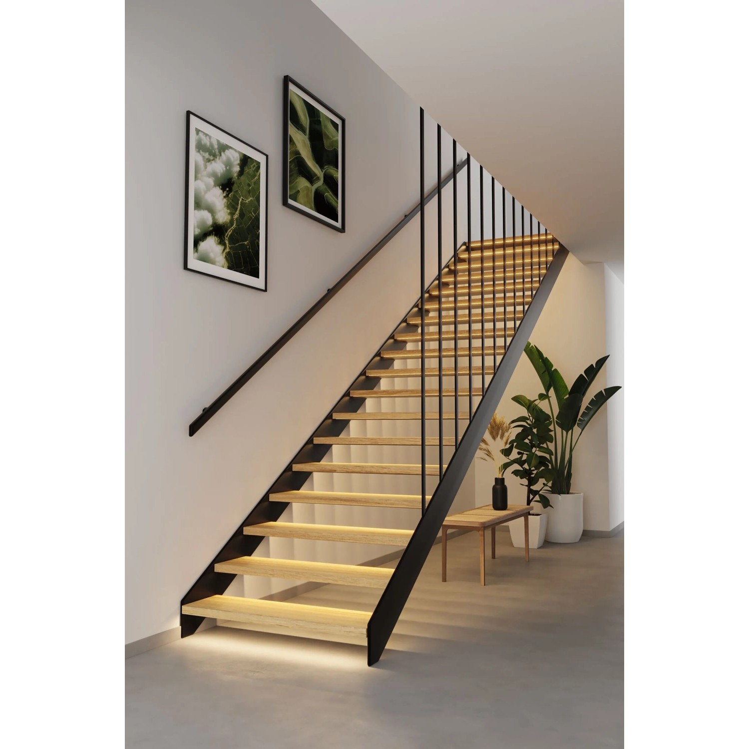 Paulmann MaxLED LED-Strip-Erweiterung für stilvolle Treppenbeleuchtung. Warme Lichteffekte unter Holzstufen.