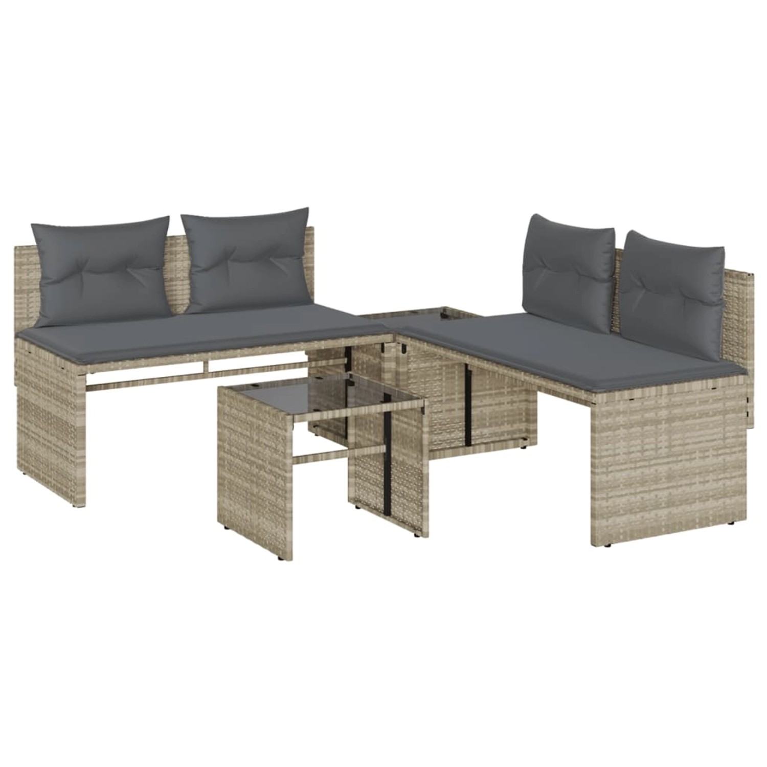 vidaXL 4-Tlg Garten-Sofagarnitur mit Kissen Hellgrau Poly Rattan 4003883 günstig online kaufen