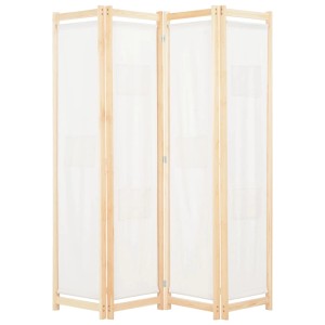 VidaXL Raumteiler, 4-teilig, cremeweiß, Stoff, 160x170x4 cm. Trennwand für Wohnraum und Schlafzimmer.