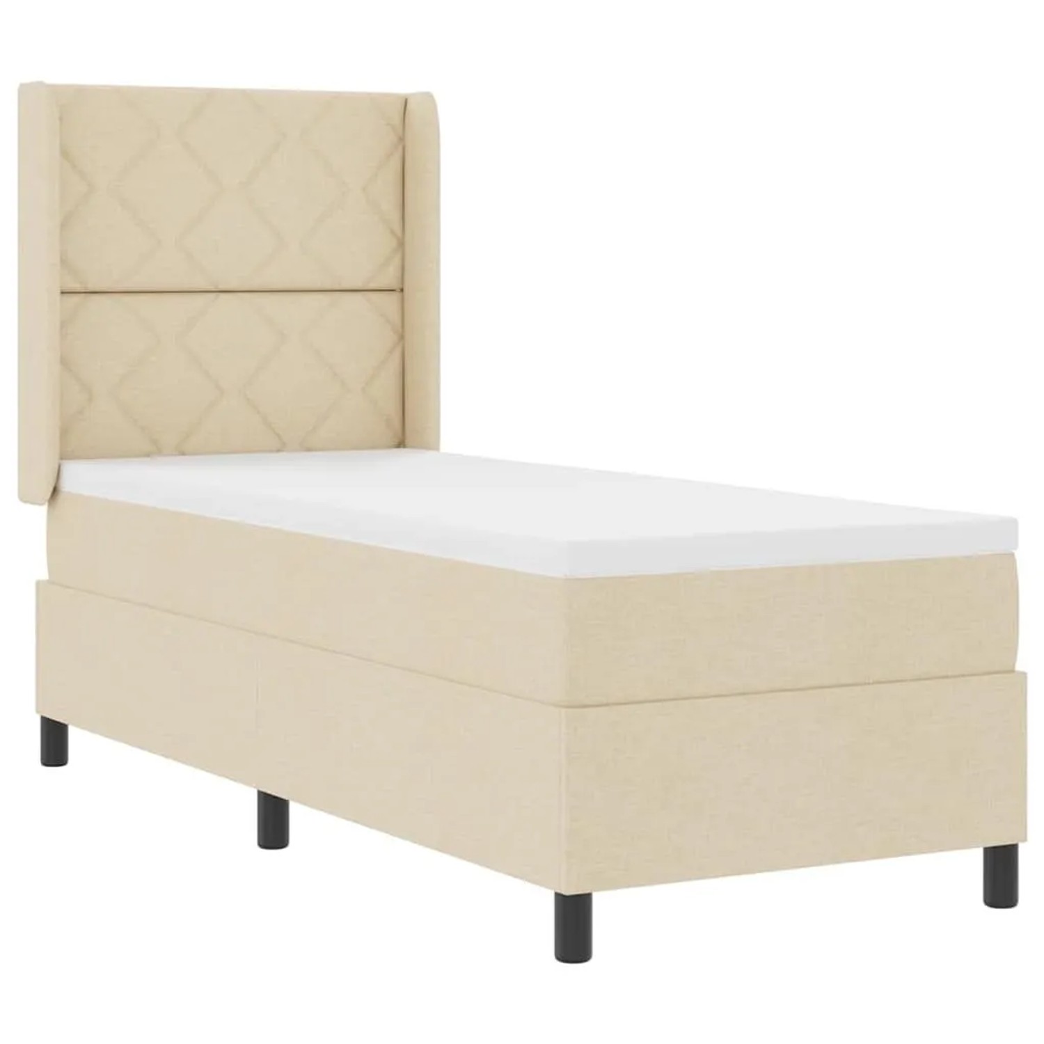 vidaXL Boxspringbett mit Matratze mit Kopfteil Creme 80 x 200 cm Stoff 3341677