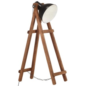 Schwarze vidaXL Stehlampe aus Mango Massivholz, Innenleuchte im Vintage-Design.