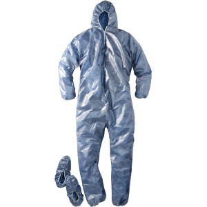 Blauer LUX Maleroverall XL mit Kapuze und Gummizug für Schutz bei Malerarbeiten.