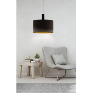 Eglo Pendelleuchte Concessa, 1-flammig, Cappuccino-Gold, Ø 38 cm. Dunkelbraune Hängelampe mit goldener Innenseite.