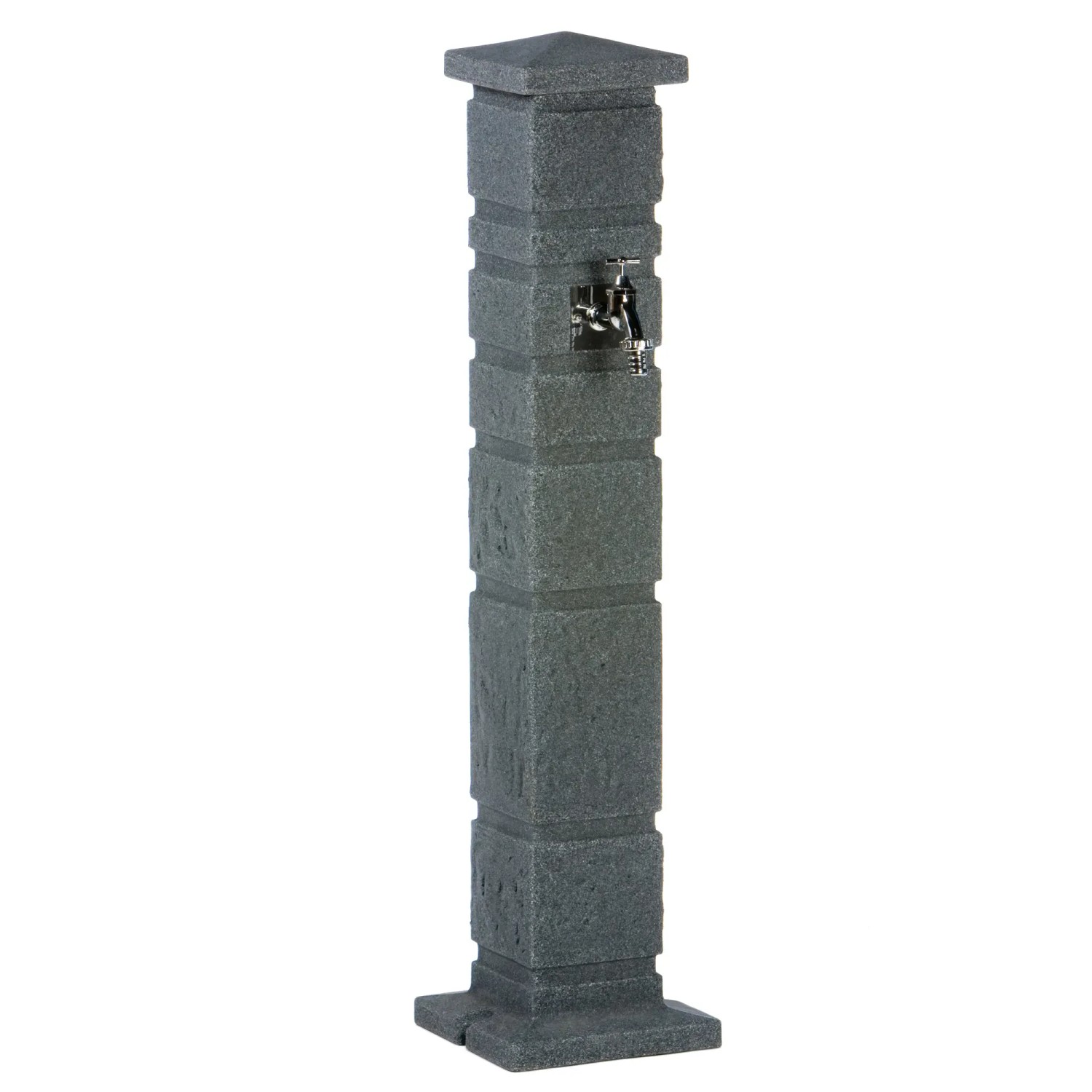 Arves Wasserzapfstelle Romana Black Granit mit Chromhahn für den Garten.