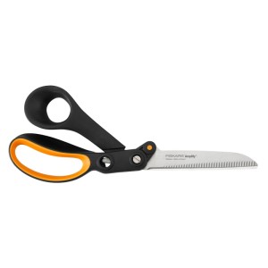 Fiskars Amplify Hardware-Schere, 24 cm, mit gezahnter Klinge für rutschfeste Materialien.