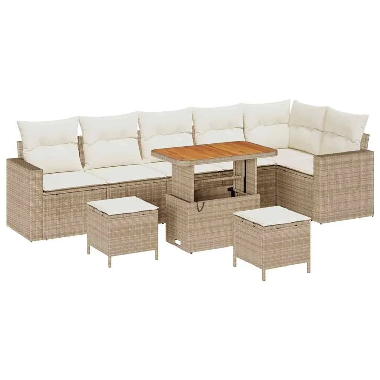 vidaXL Gartensofa-Set mit Kissen 11 Stk Beige und Creme Poly-Rattan 3363586 günstig online kaufen