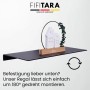 Schwarzes FIFITARA Wandregal 2er Set aus Stahl, pulverbeschichtet, mit Deko-Elementen.