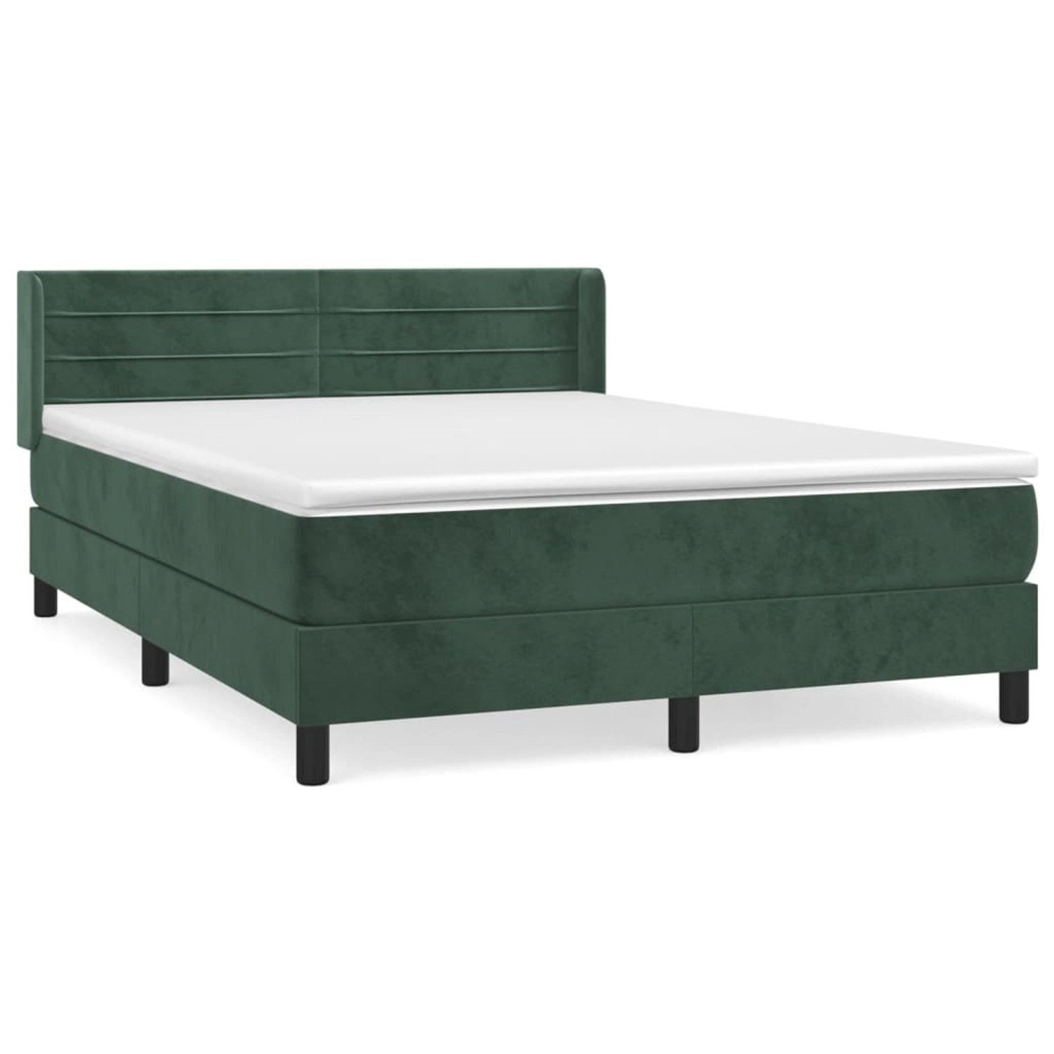 vidaXL Boxspringbett mit Matratze Dunkelgrün 140x190 cm Samt1468343 günstig online kaufen