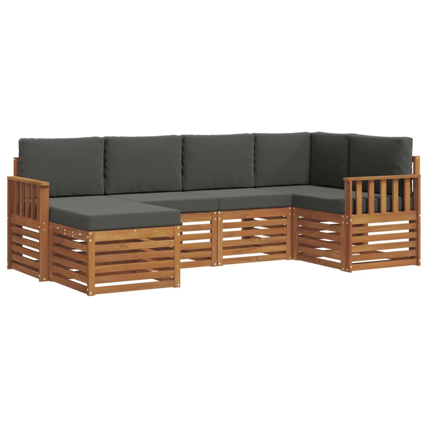 vidaXL Sofagarnituren 6 Tlg Natur und Anthrazit Massivholz Akazie 3375082