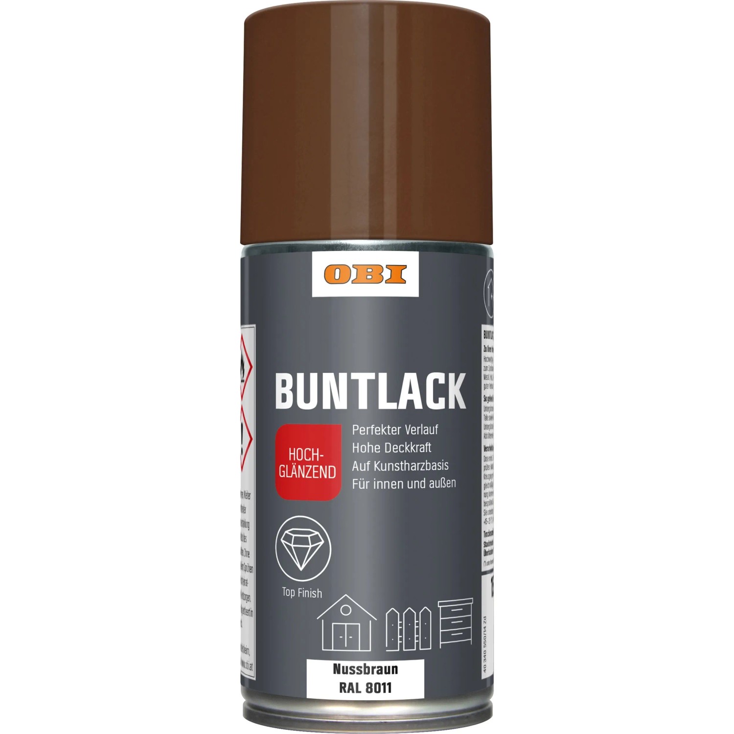 OBI Buntlack Spray RAL 8011 Nussbraun hochglänzend 150 ml