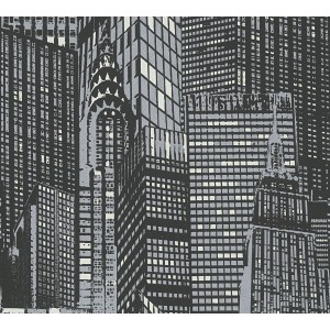 A.S. Création Vliestapete Day & Night Skyline mit New Yorker Skyline in Grau.