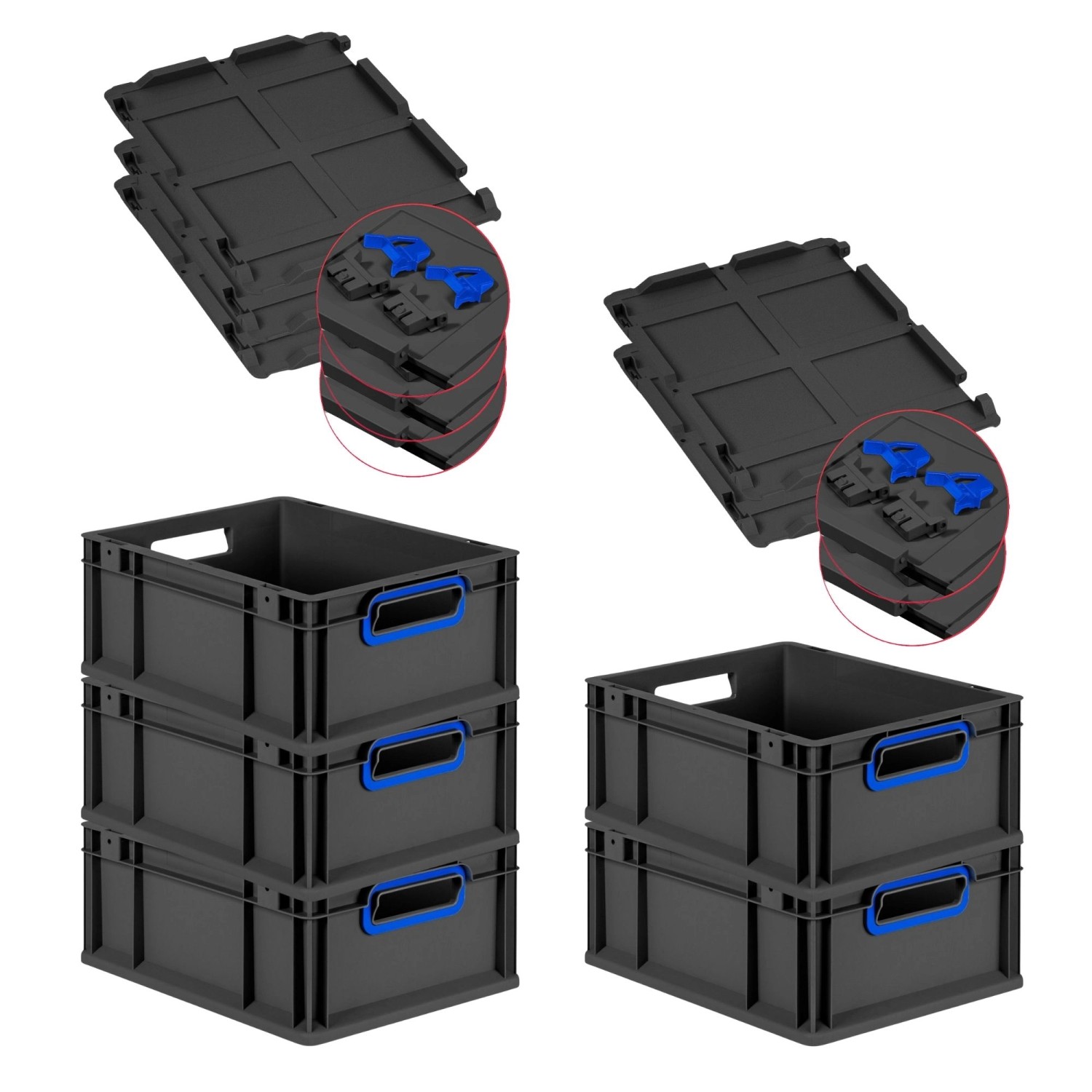 PROREGAL SuperSparSet 5x Eurobox Nextgen Color Mit Scharnierdeckel HxBxT 17 günstig online kaufen